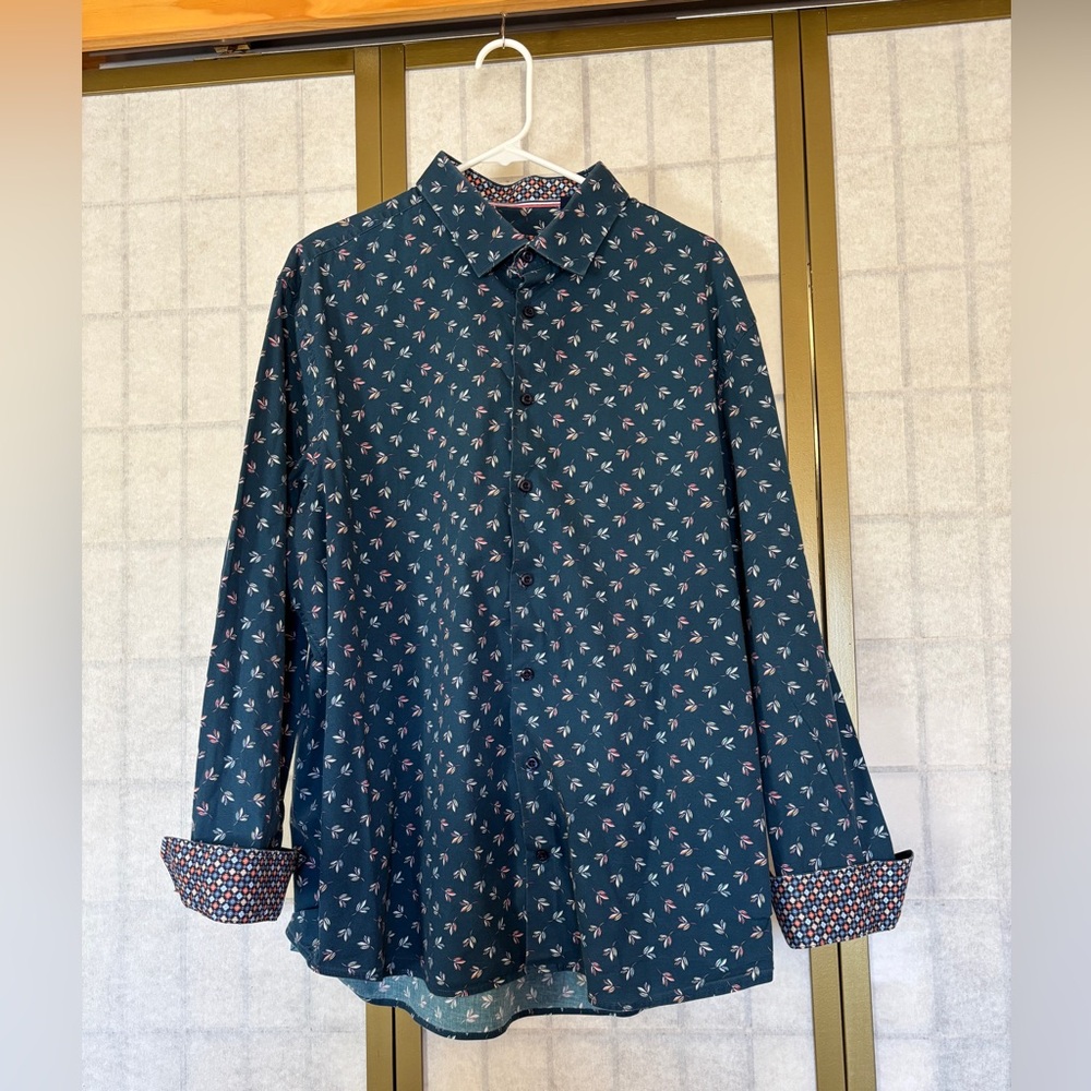 Soul of London Men's Navy Patterned Shirt, XL